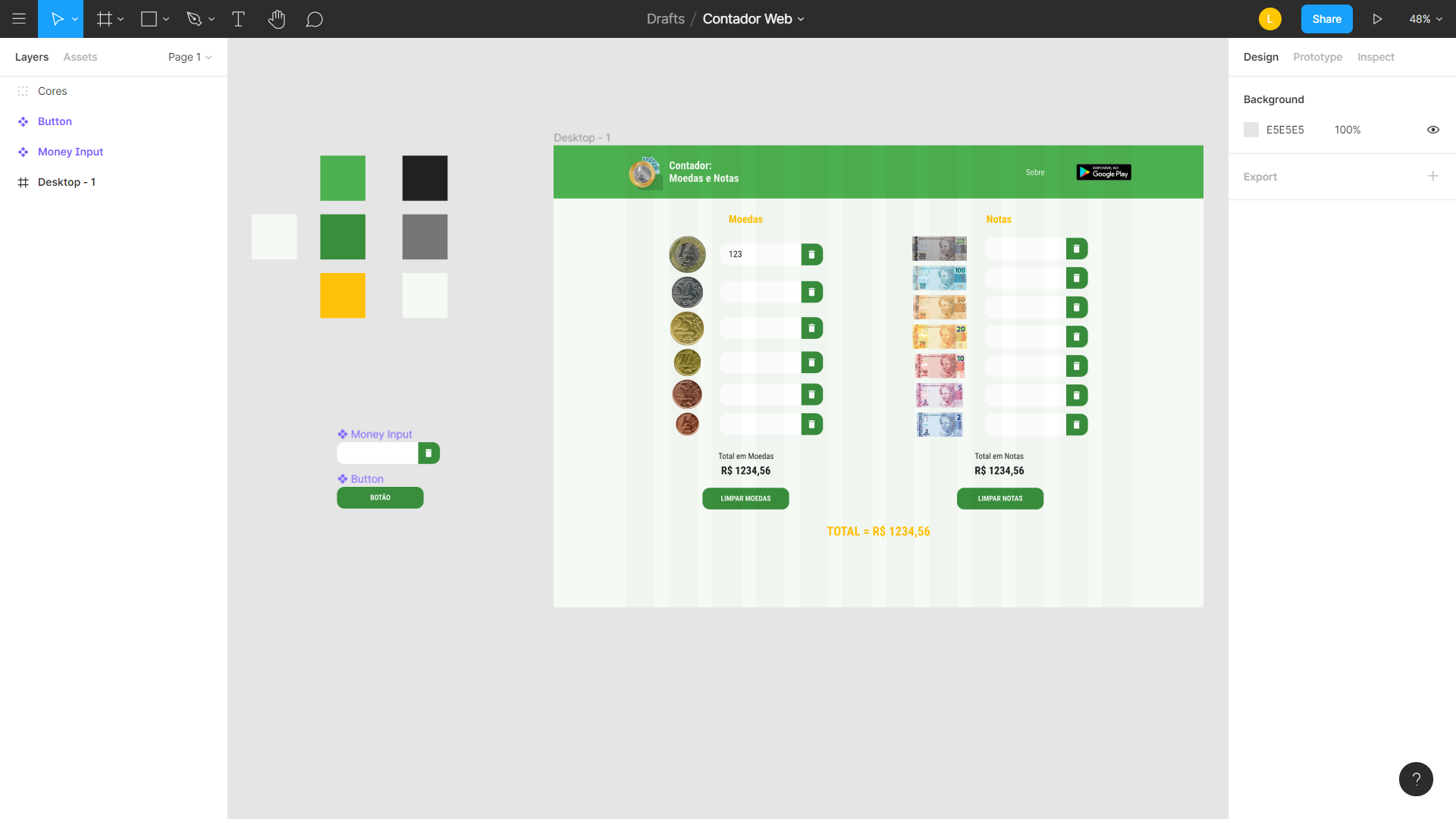 Captura de tela do layout no Figma